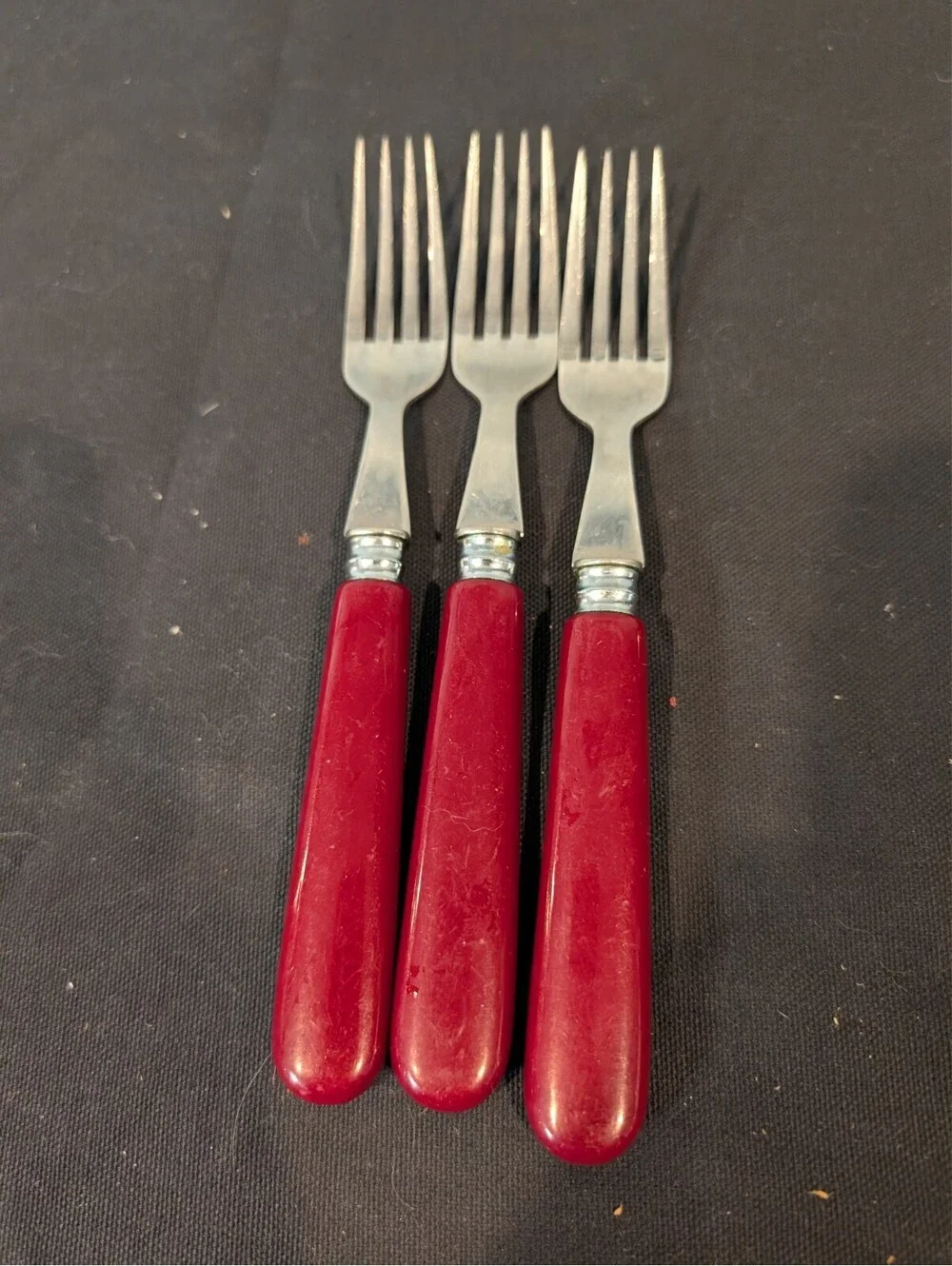 Ginkgo GIK3 Burgundy Handle 18/8 Stainless Korea Flatware 11 Pc Replacement Lot